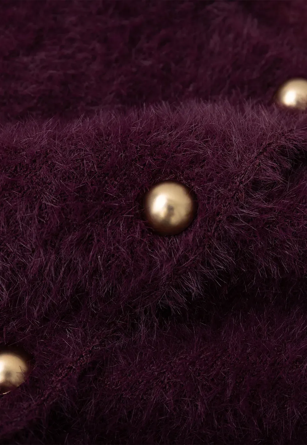 Fluffy Mohair Cardigan with Velvet Bow and Gold Buttons