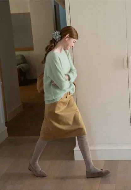 Soft Mohair Blend Crew Neck Long Sleeve Sweater