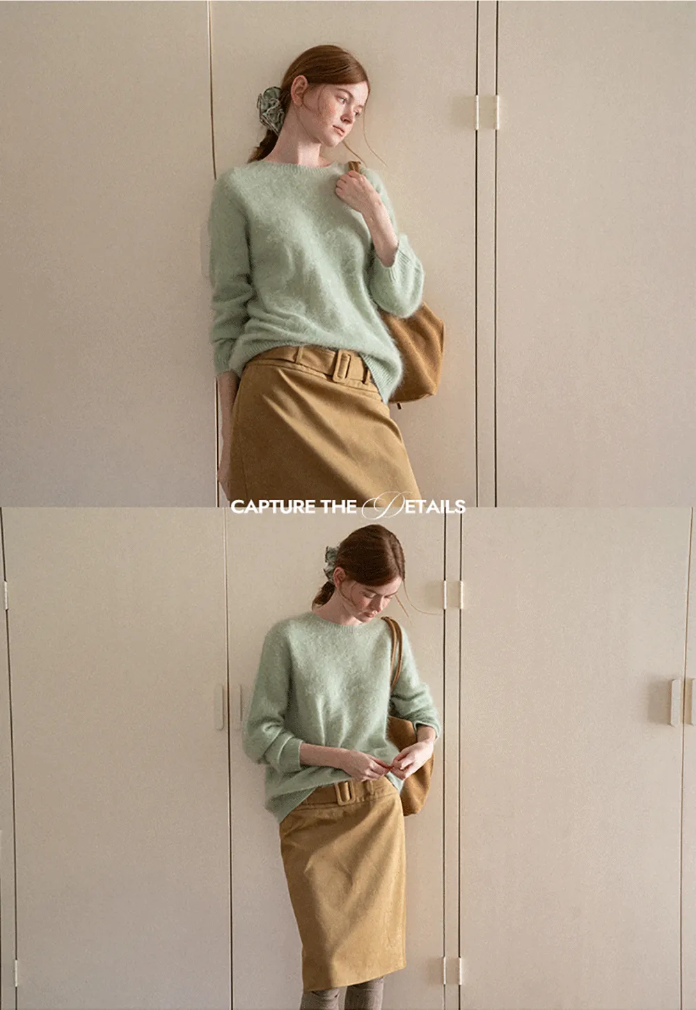 Soft Mohair Blend Crew Neck Long Sleeve Sweater