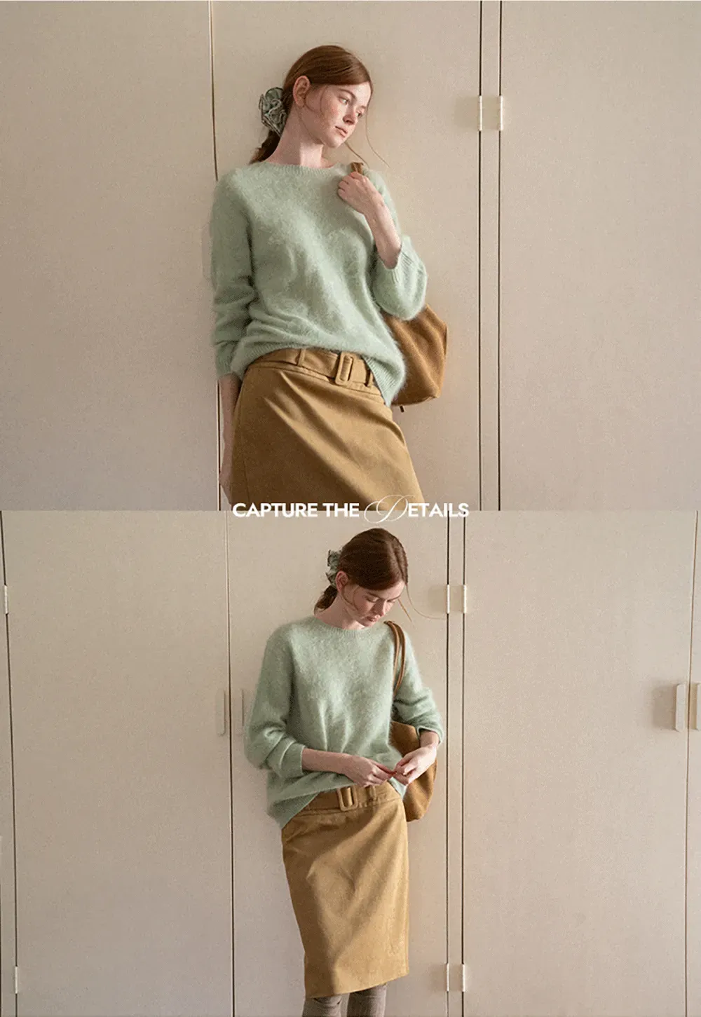 Soft Mohair Blend Crew Neck Long Sleeve Sweater