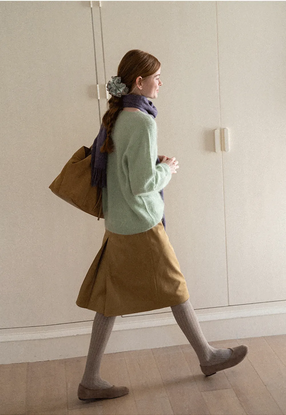 Soft Mohair Blend Crew Neck Long Sleeve Sweater