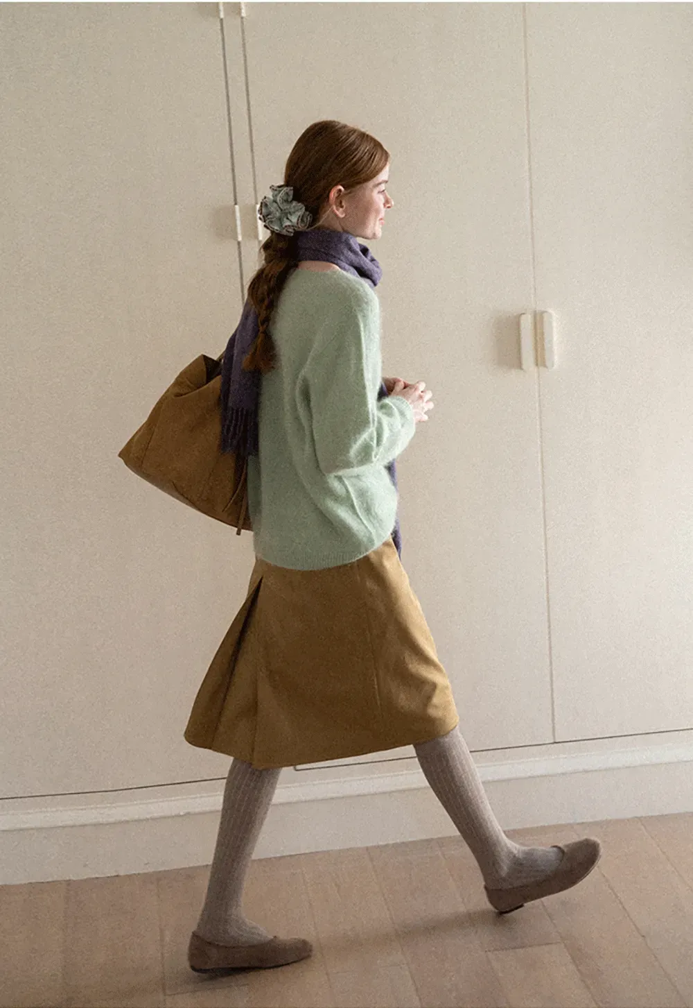 Soft Mohair Blend Crew Neck Long Sleeve Sweater