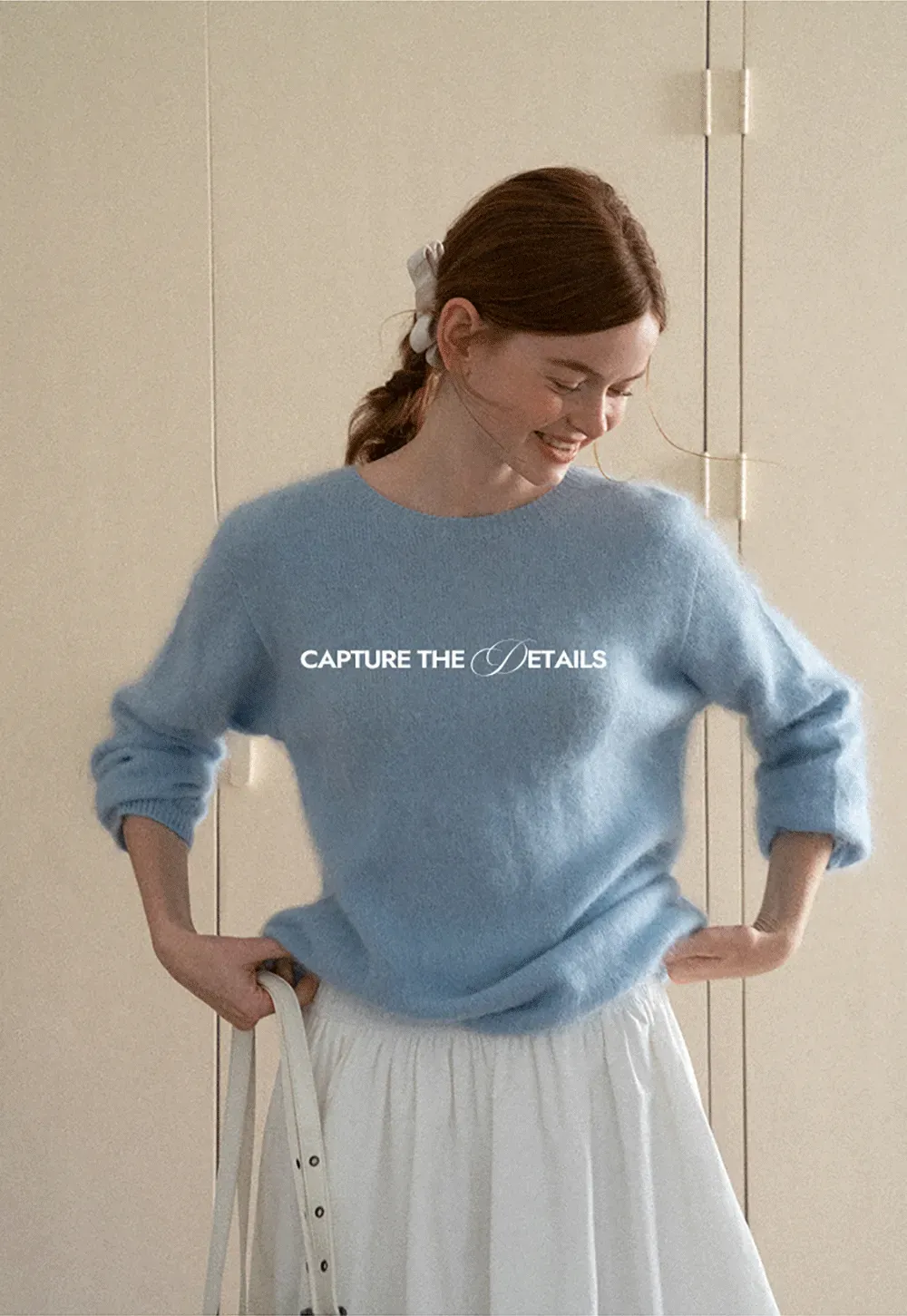 Soft Mohair Blend Crew Neck Long Sleeve Sweater