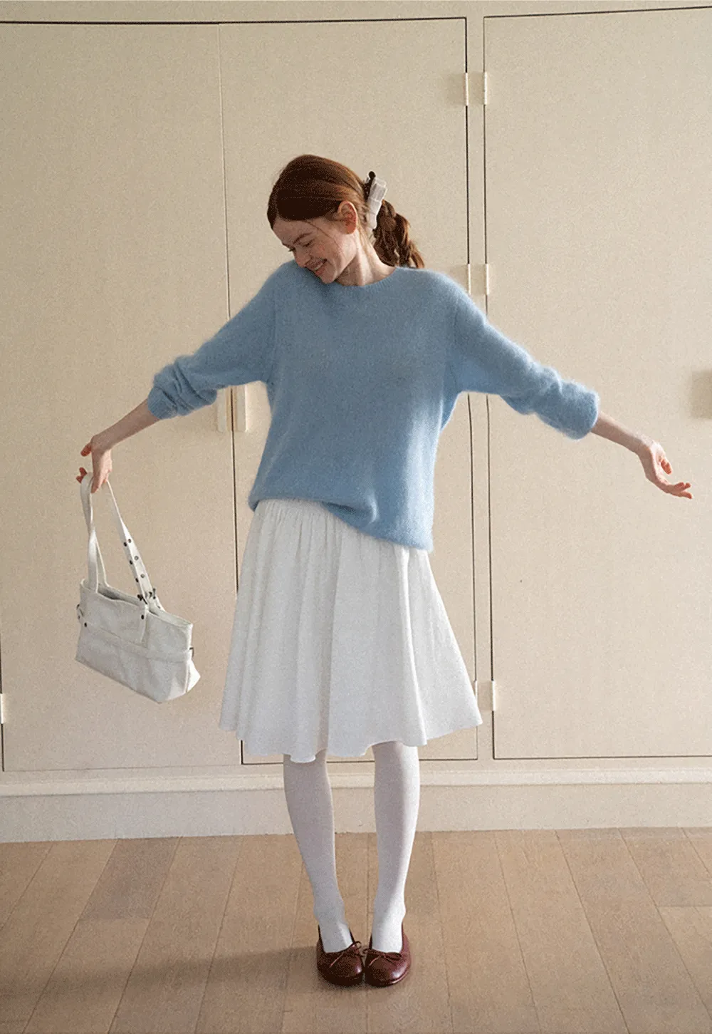 Soft Mohair Blend Crew Neck Long Sleeve Sweater