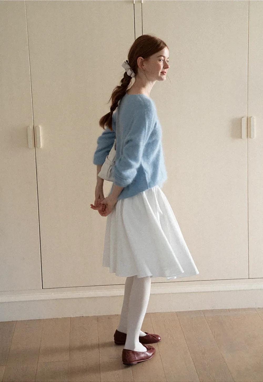 Soft Mohair Blend Crew Neck Long Sleeve Sweater