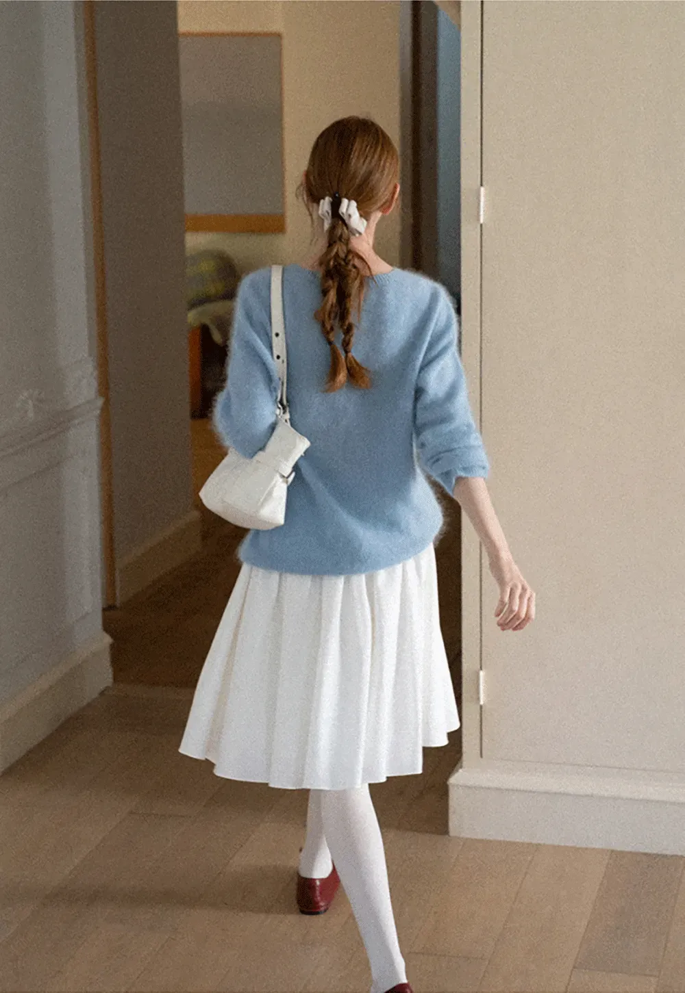 Soft Mohair Blend Crew Neck Long Sleeve Sweater