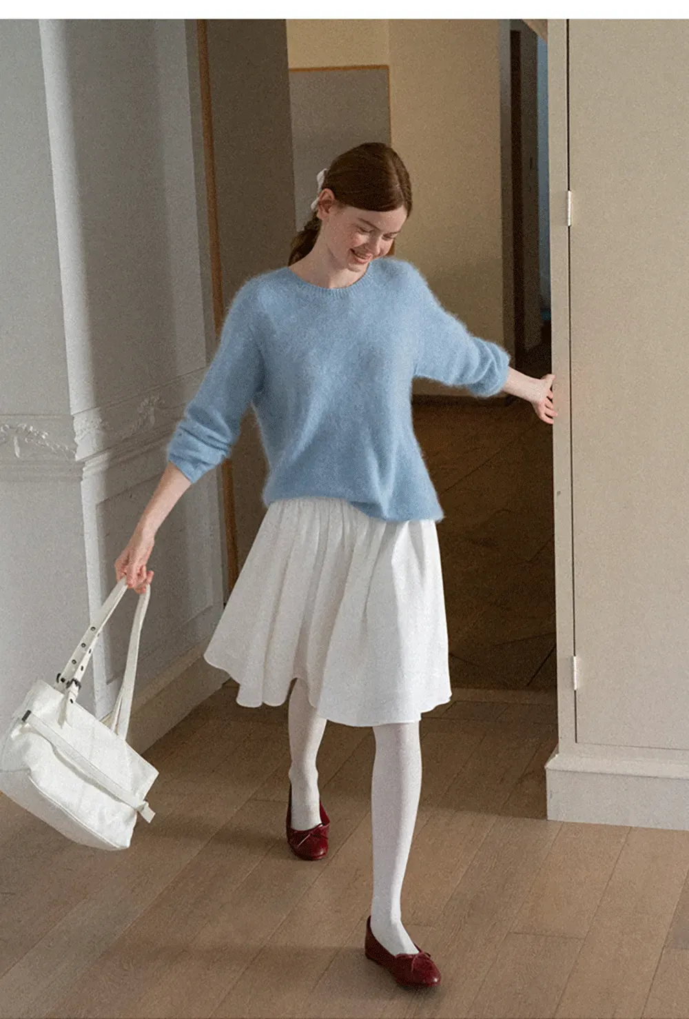 Soft Mohair Blend Crew Neck Long Sleeve Sweater