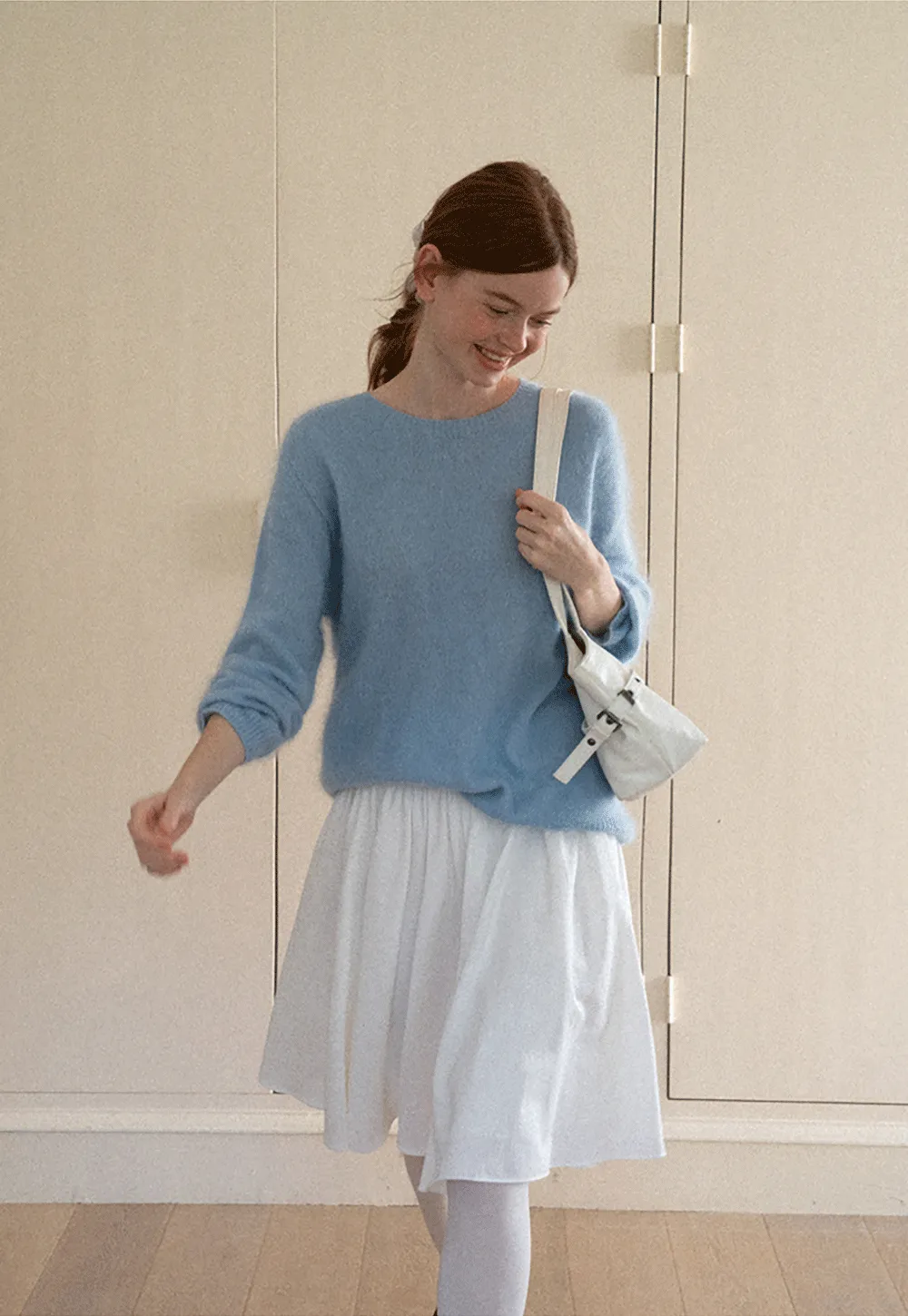 Soft Mohair Blend Crew Neck Long Sleeve Sweater