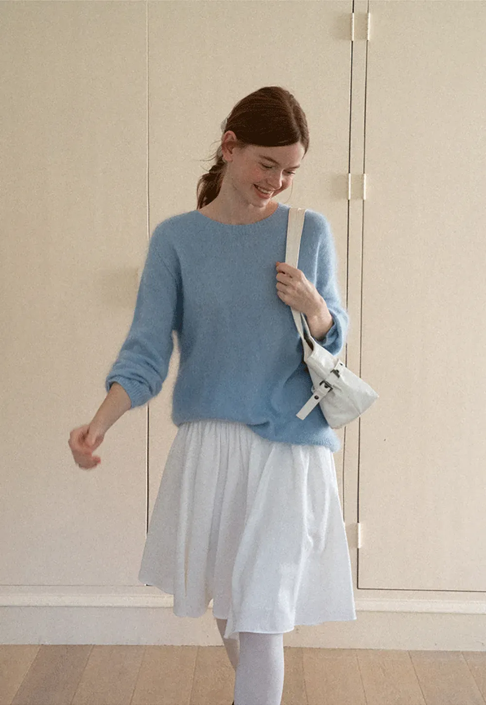 Soft Mohair Blend Crew Neck Long Sleeve Sweater