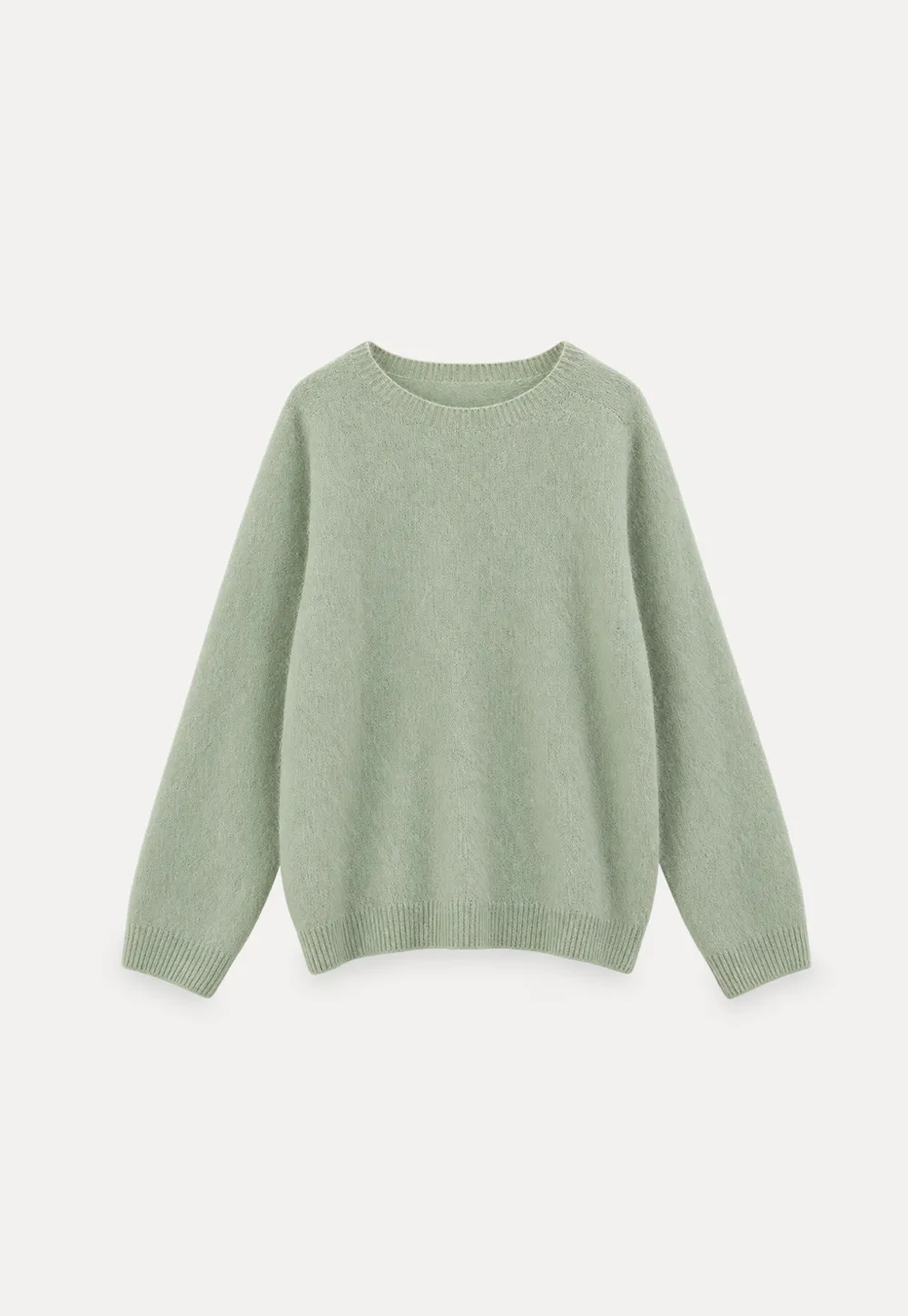 Soft Mohair Blend Crew Neck Long Sleeve Sweater