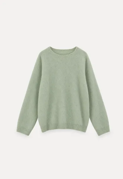 Soft Mohair Blend Crew Neck Long Sleeve Sweater