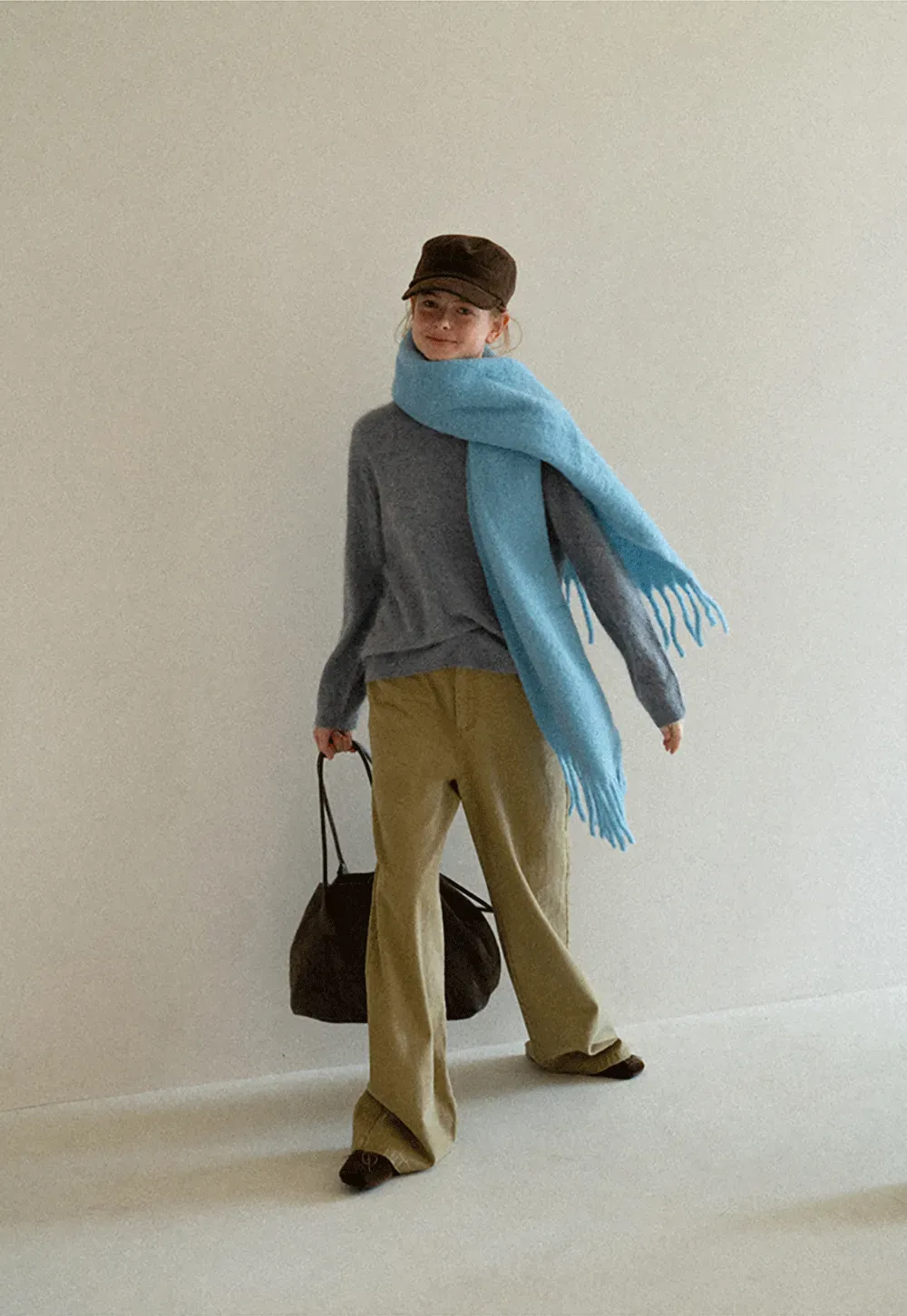 Soft Mohair Blend Crew Neck Long Sleeve Sweater