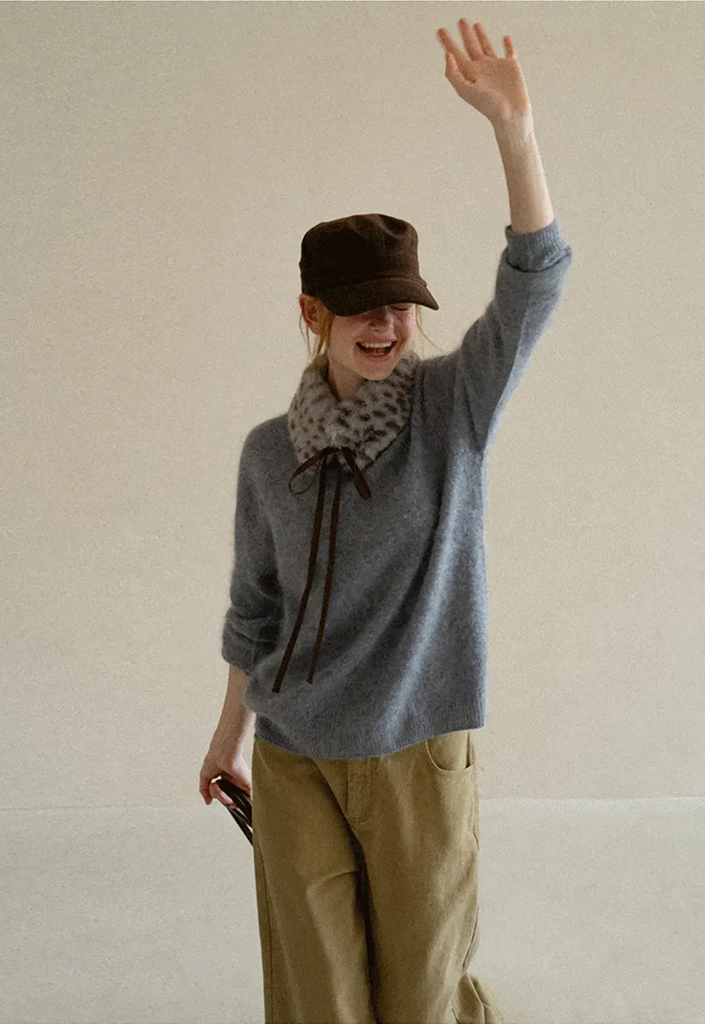 Soft Mohair Blend Crew Neck Long Sleeve Sweater