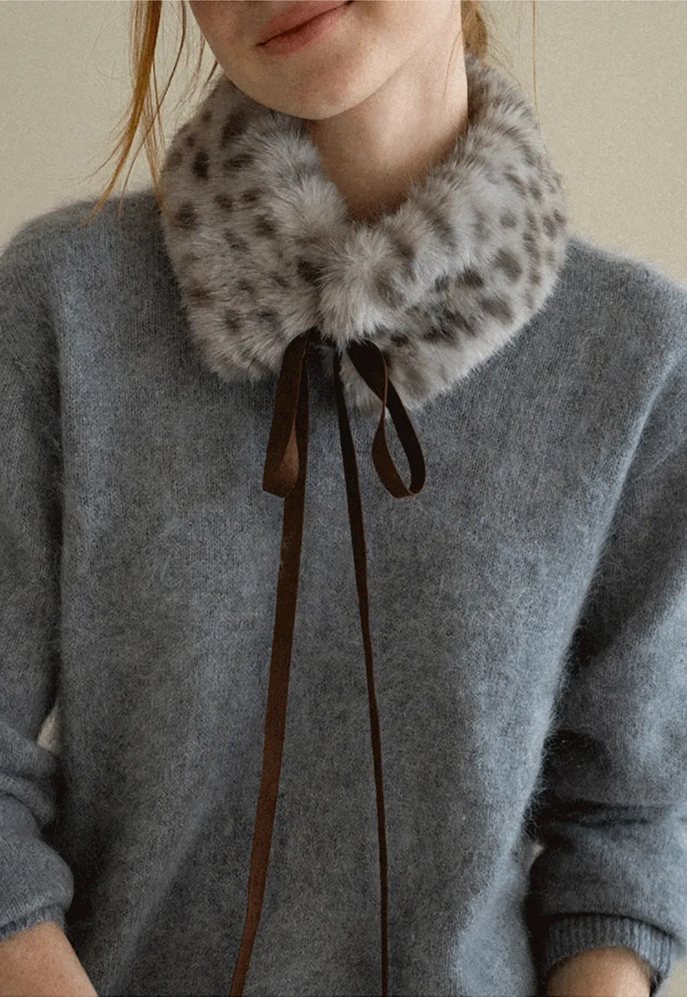 Soft Mohair Blend Crew Neck Long Sleeve Sweater