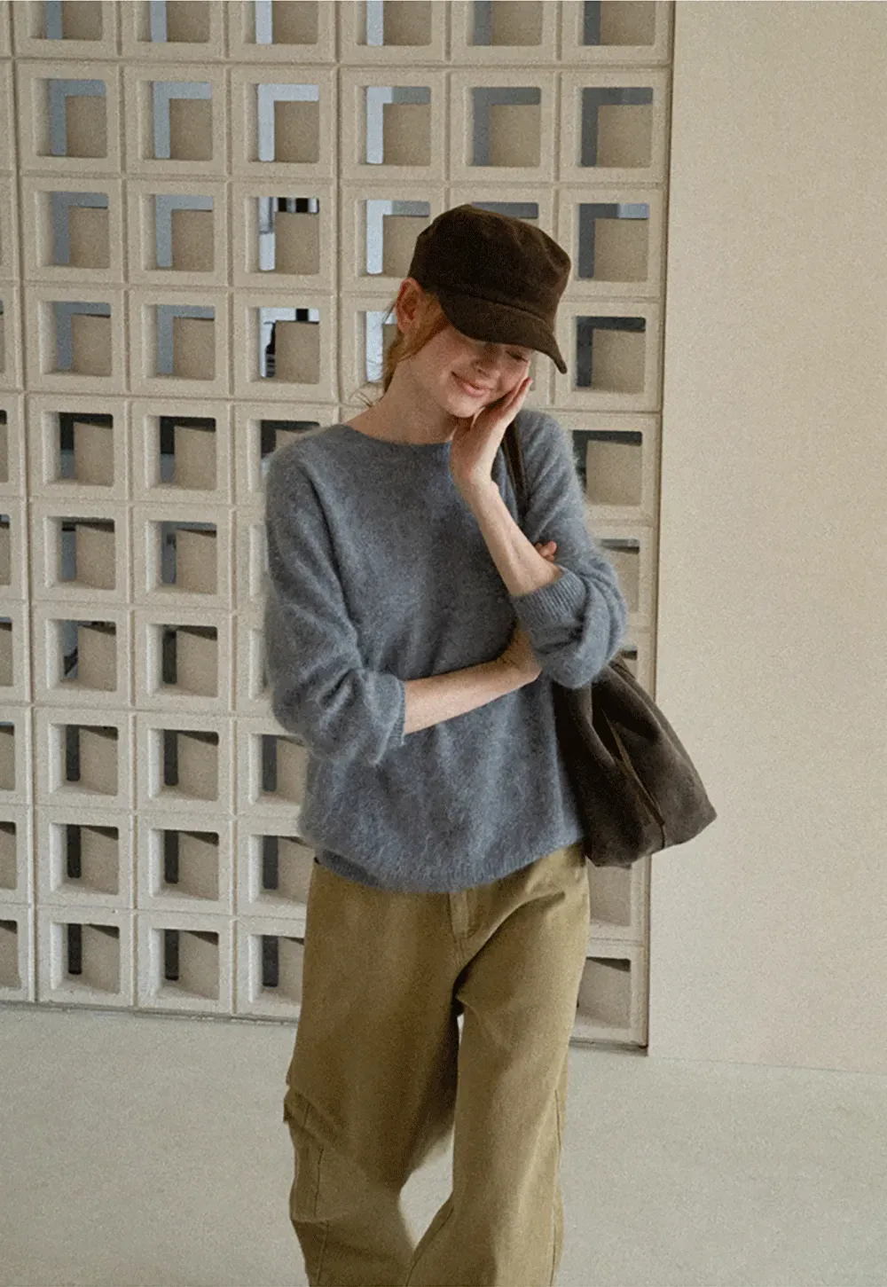 Soft Mohair Blend Crew Neck Long Sleeve Sweater