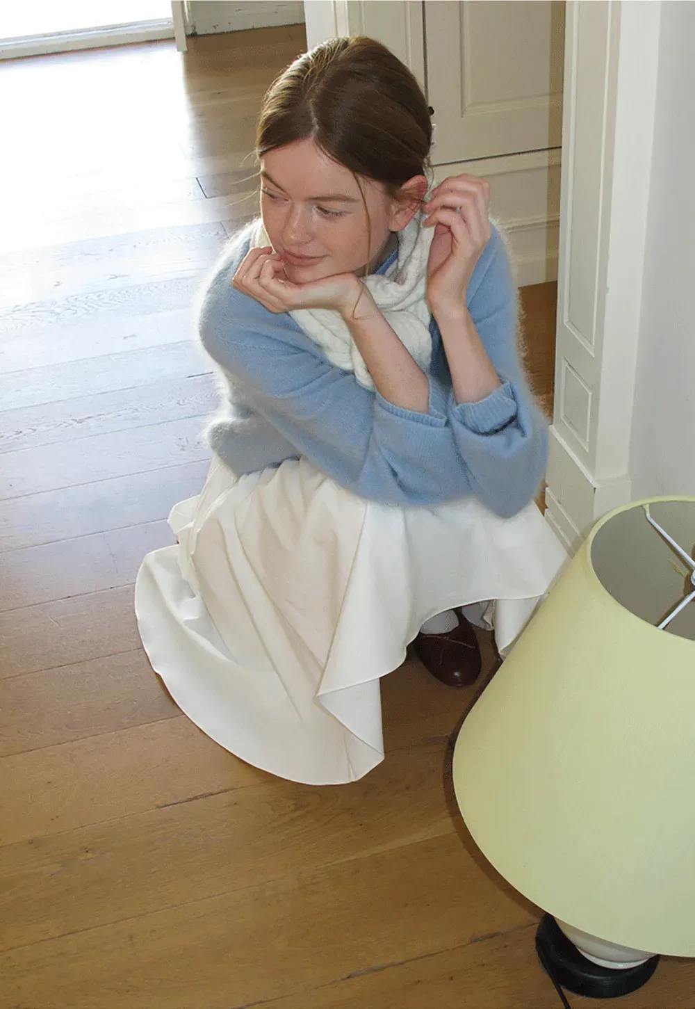 Soft Mohair Blend Crew Neck Long Sleeve Sweater