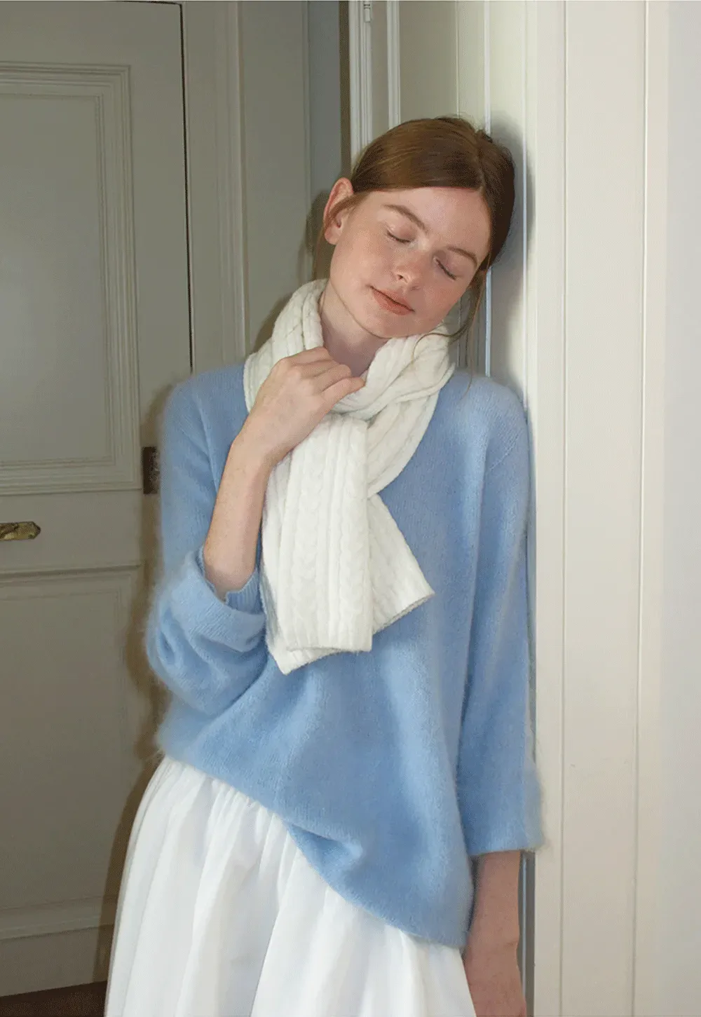 Soft Mohair Blend Crew Neck Long Sleeve Sweater