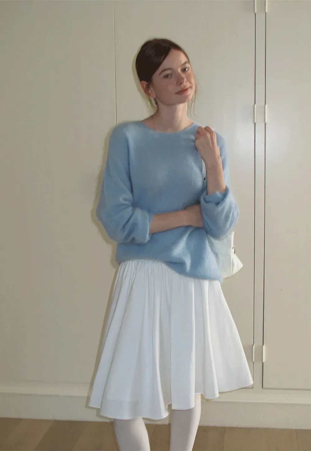 Soft Mohair Blend Crew Neck Long Sleeve Sweater