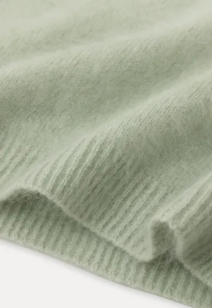 Soft Mohair Blend Crew Neck Long Sleeve Sweater