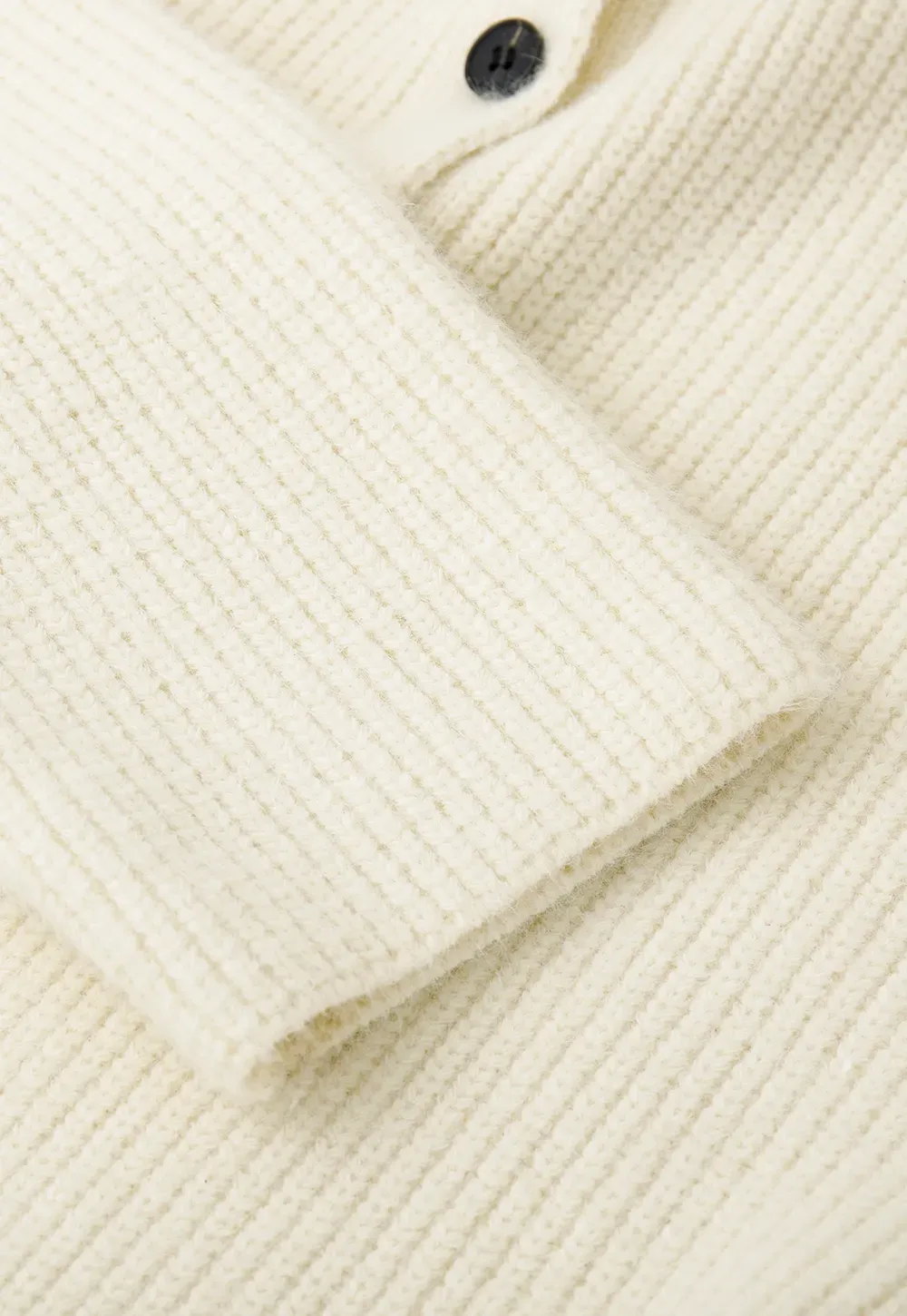 High Neck Ribbed Knit Cardigan with Button Front and Tie Waist