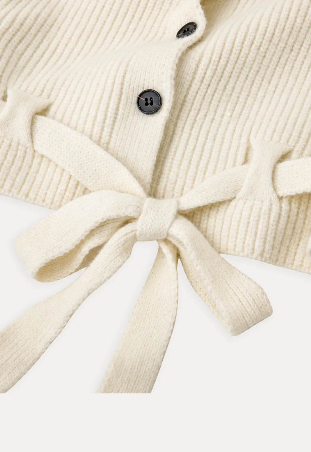 High Neck Ribbed Knit Cardigan with Button Front and Tie Waist