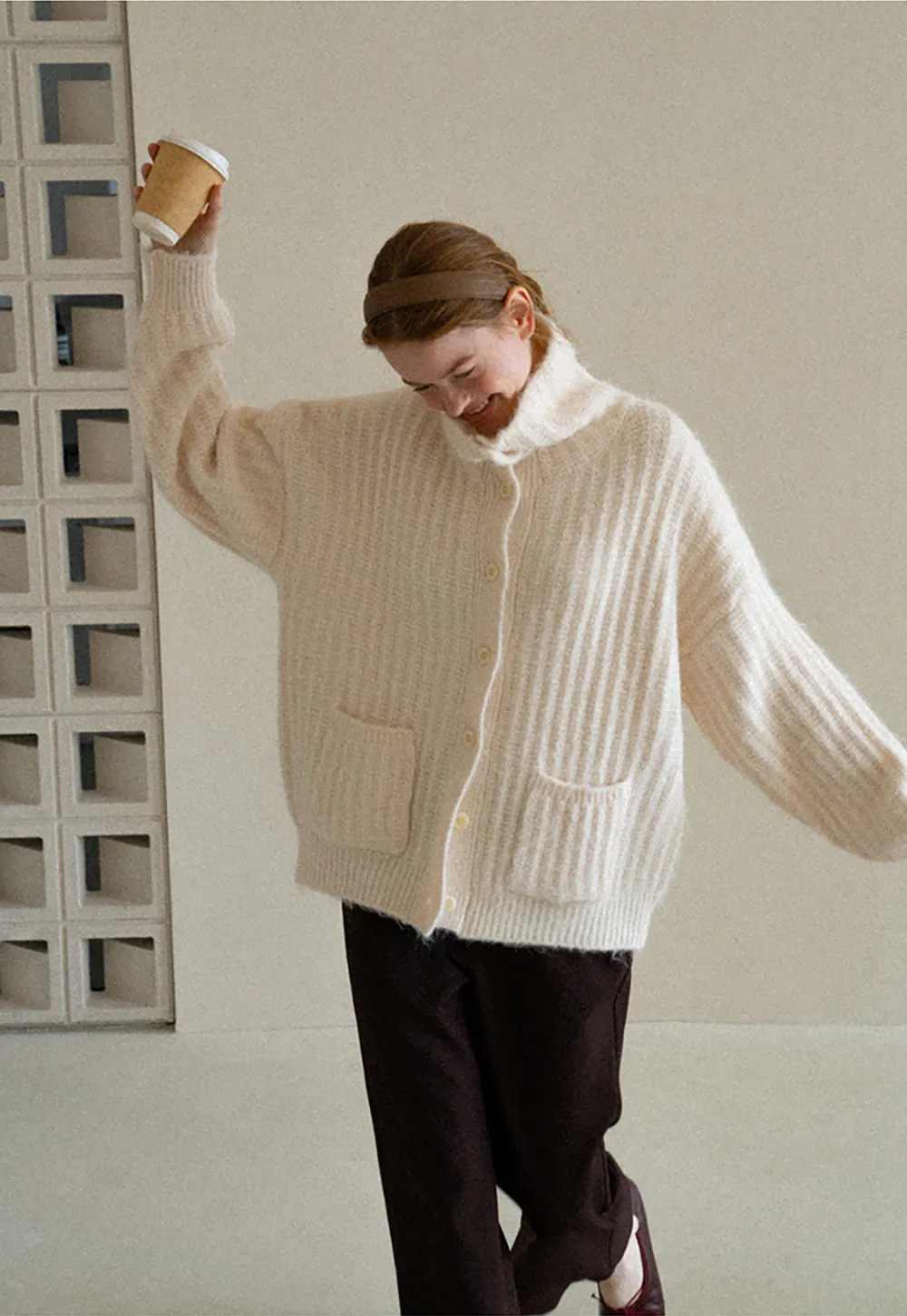 Oversized Ribbed Knit Cardigan Sweater
