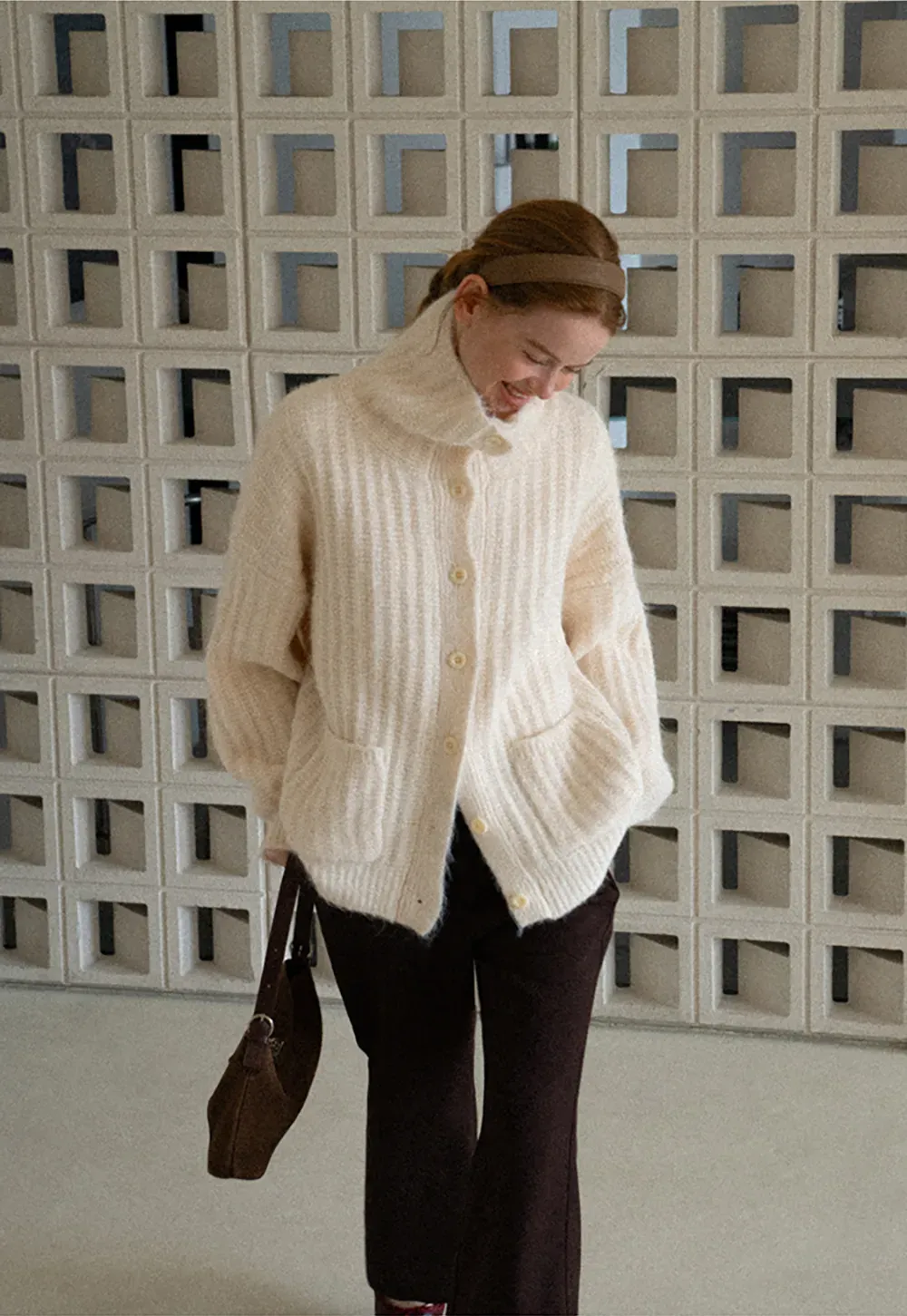 Oversized Ribbed Knit Cardigan Sweater