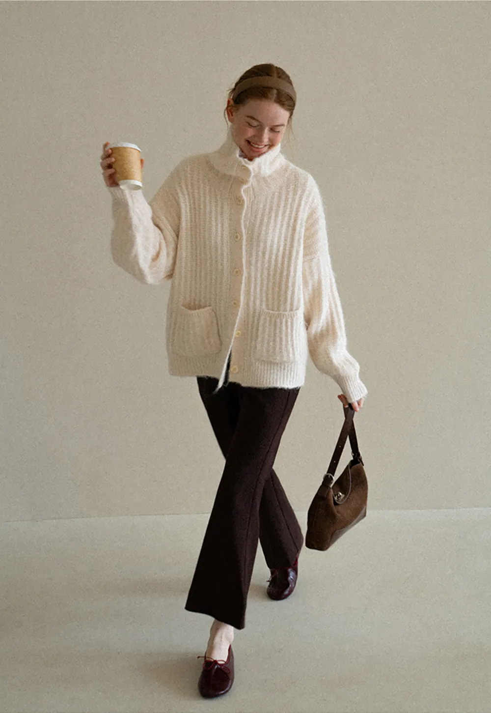 Oversized Ribbed Knit Cardigan Sweater
