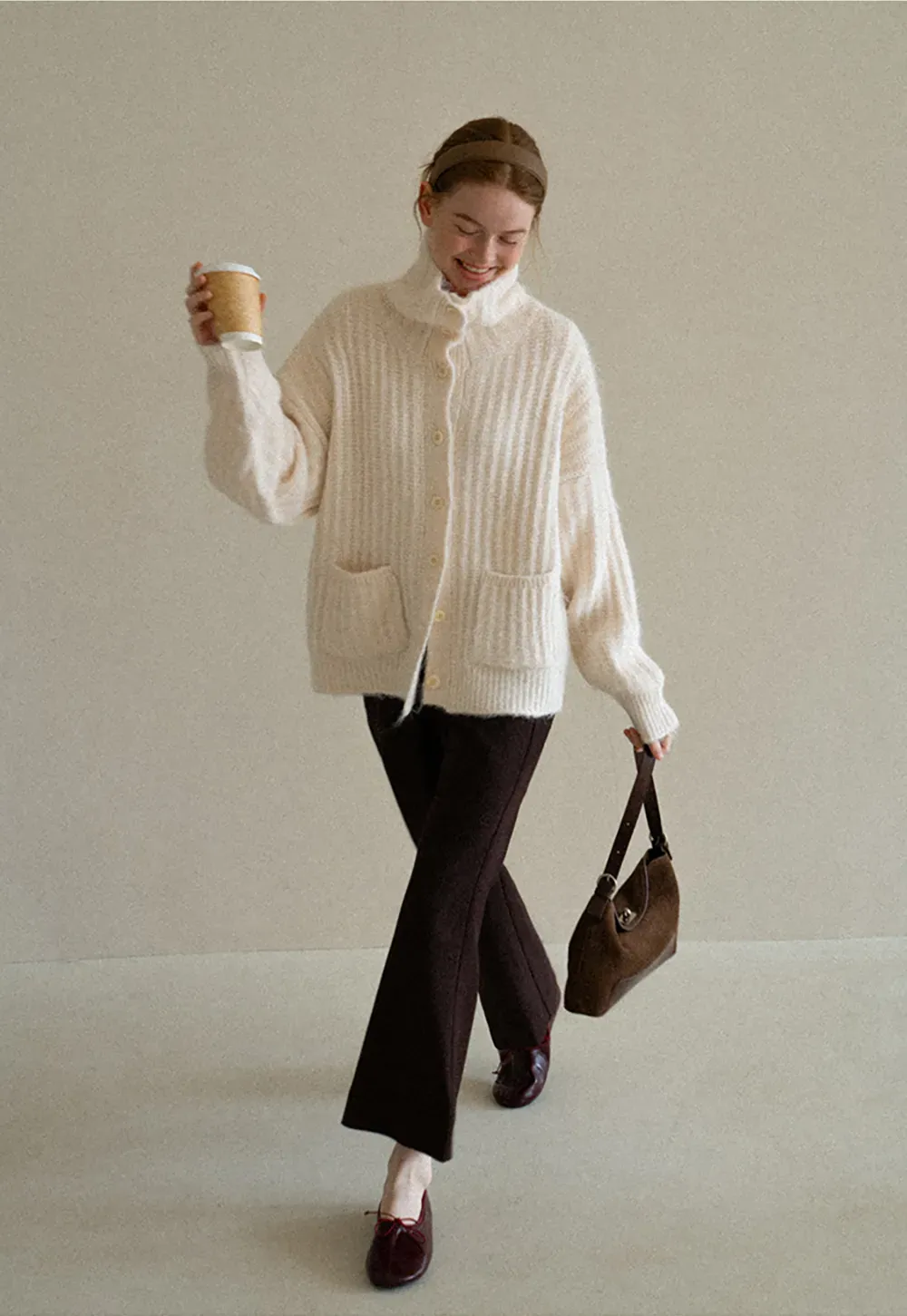 Oversized Ribbed Knit Cardigan Sweater