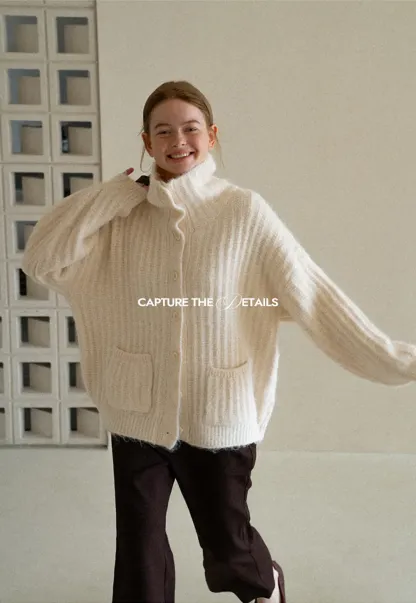 Oversized Ribbed Knit Cardigan Sweater