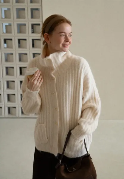 Oversized Ribbed Knit Cardigan Sweater