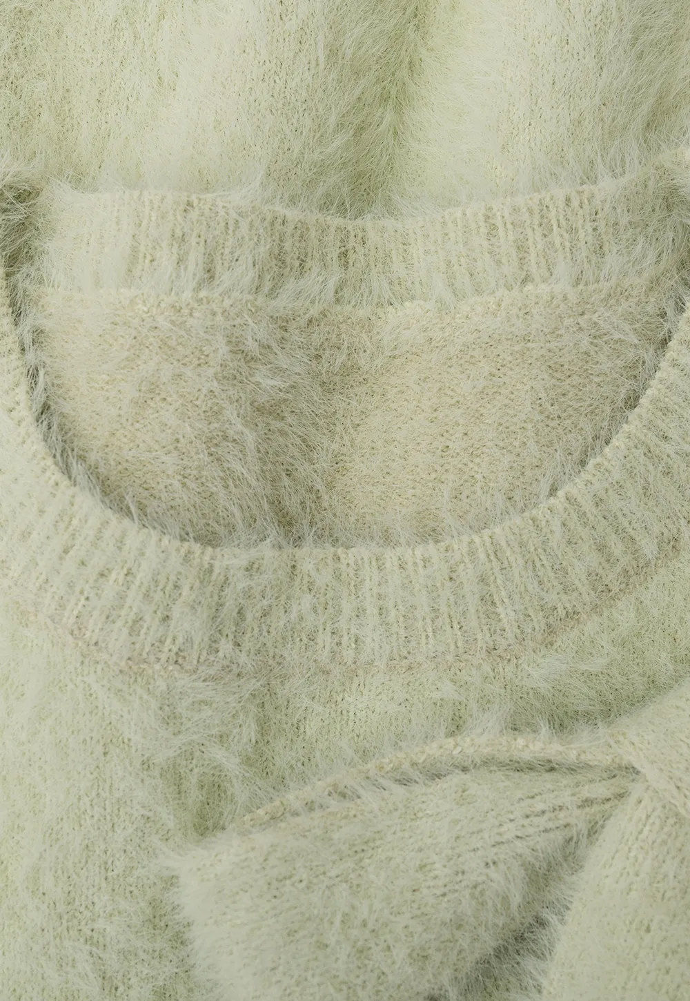 Fuzzy Bow Front Ribbed Turtleneck Sweater