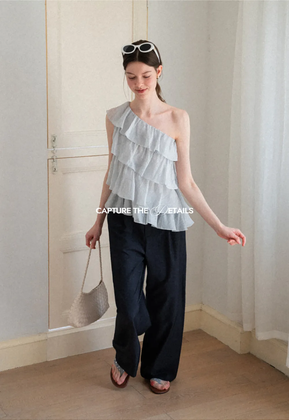 Asymmetrical Ruffle One Shoulder Tank Top