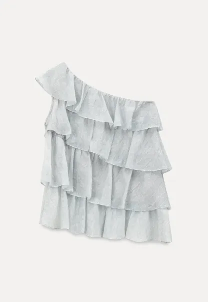 Asymmetrical Ruffle One Shoulder Tank Top