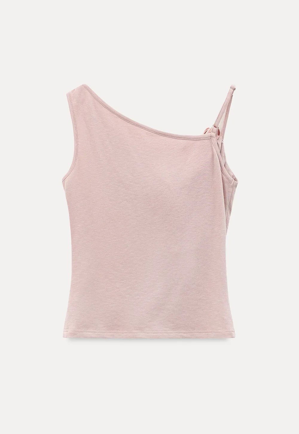 Asymmetrical draped tank top with tie detail