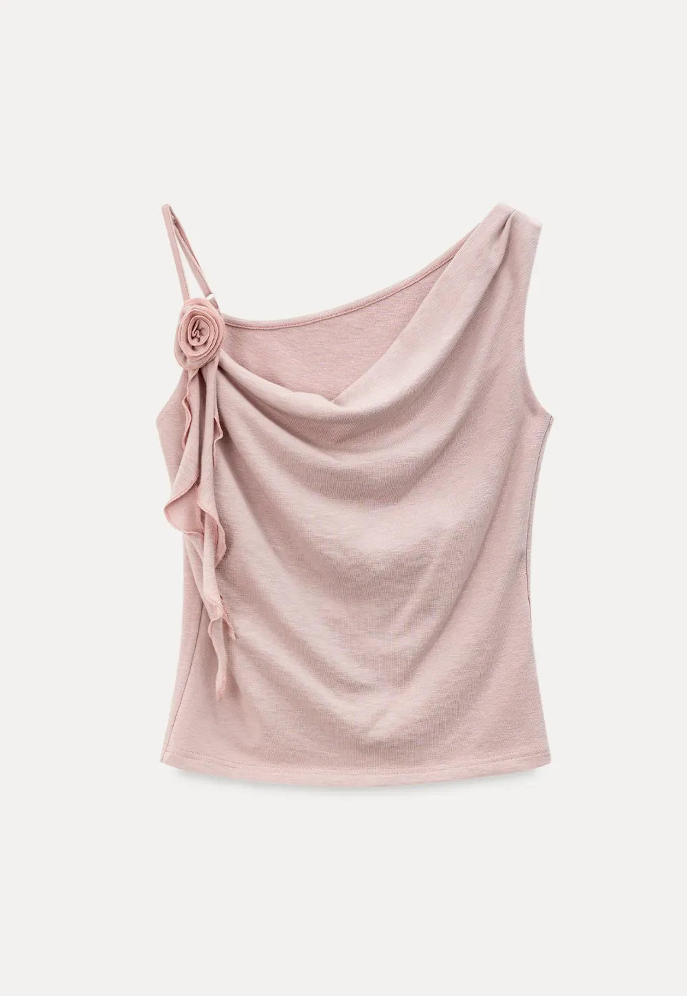 Asymmetrical draped tank top with tie detail