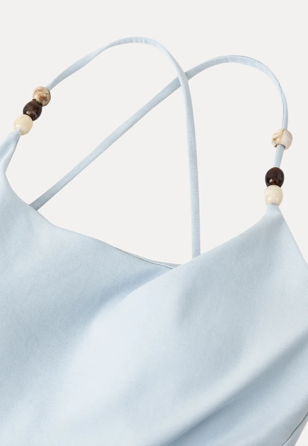 Thin Strap Tank Top with Beaded Shoulder Details