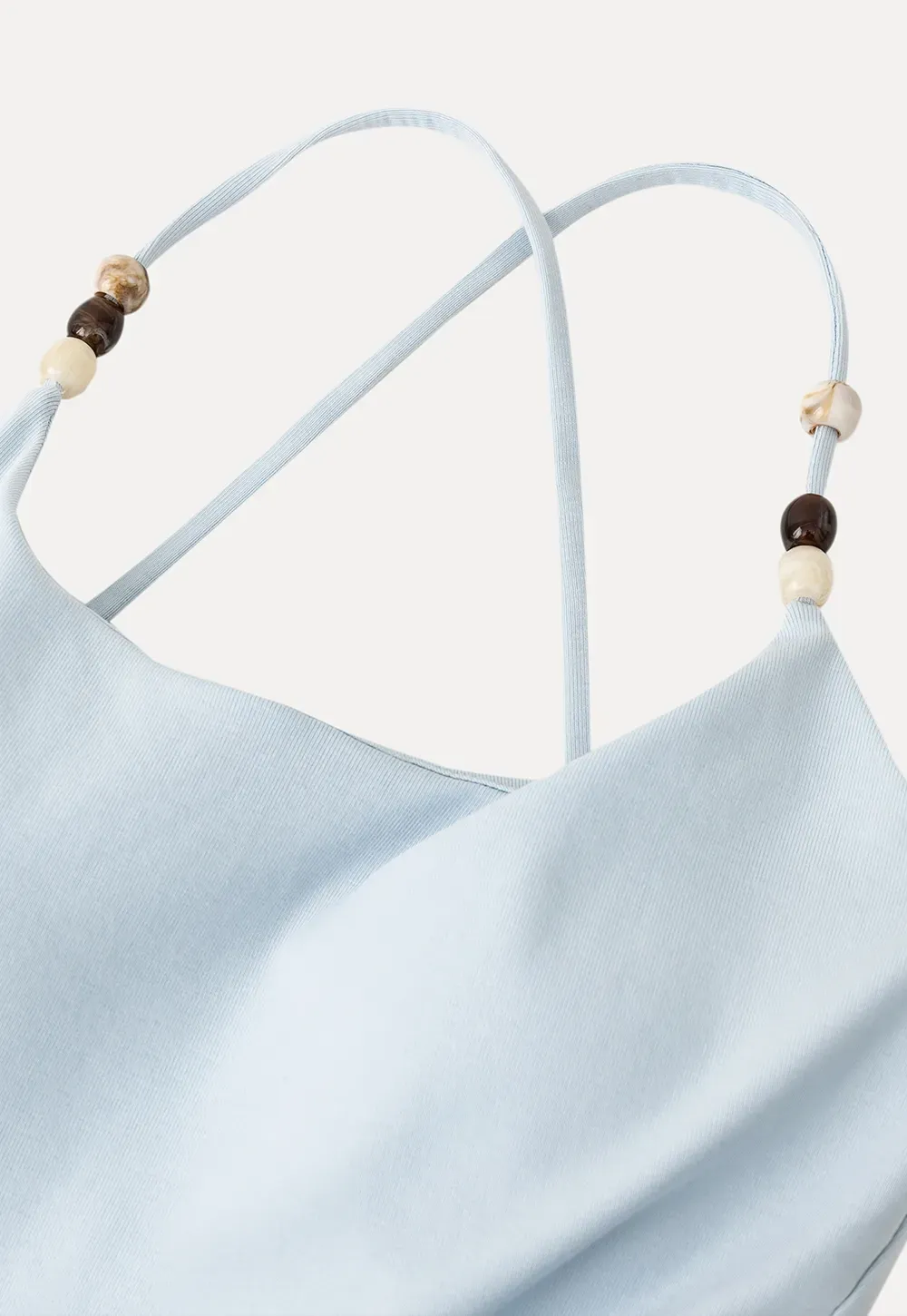 Thin Strap Tank Top with Beaded Shoulder Details