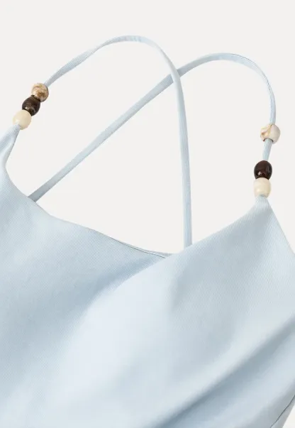 Thin Strap Tank Top with Beaded Shoulder Details