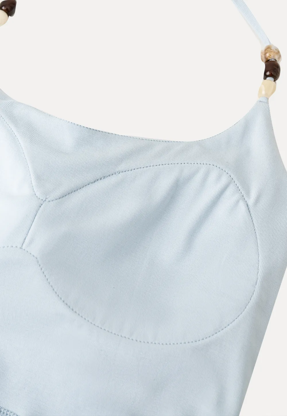 Thin Strap Tank Top with Beaded Shoulder Details