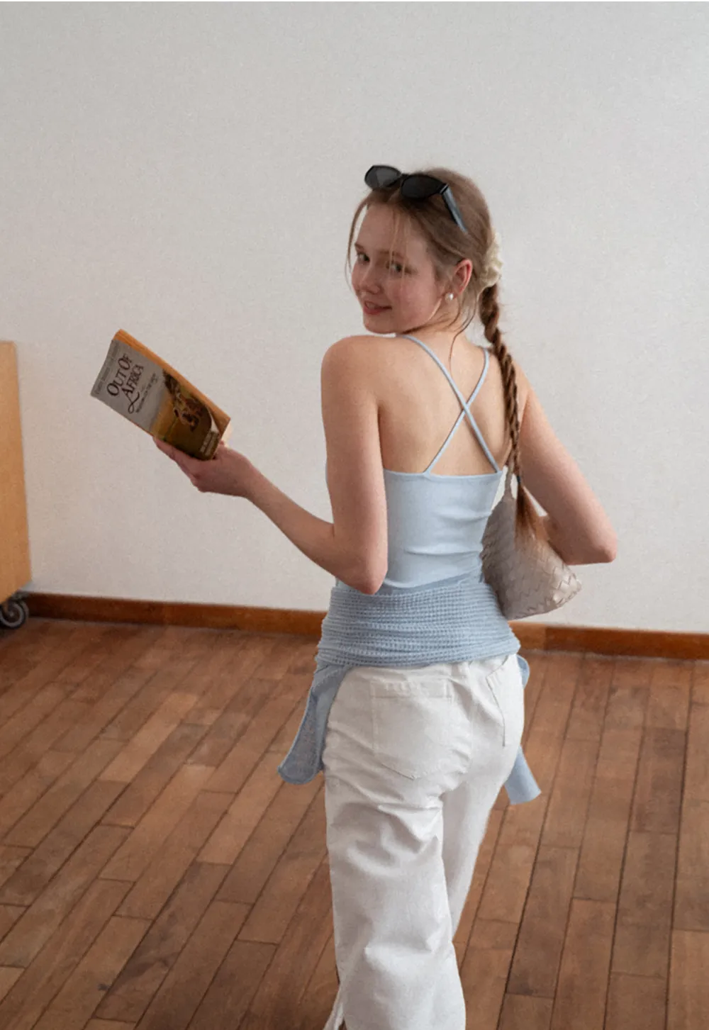 Thin Strap Tank Top with Beaded Shoulder Details