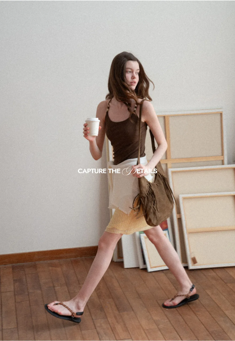 Thin Strap Tank Top with Beaded Shoulder Details