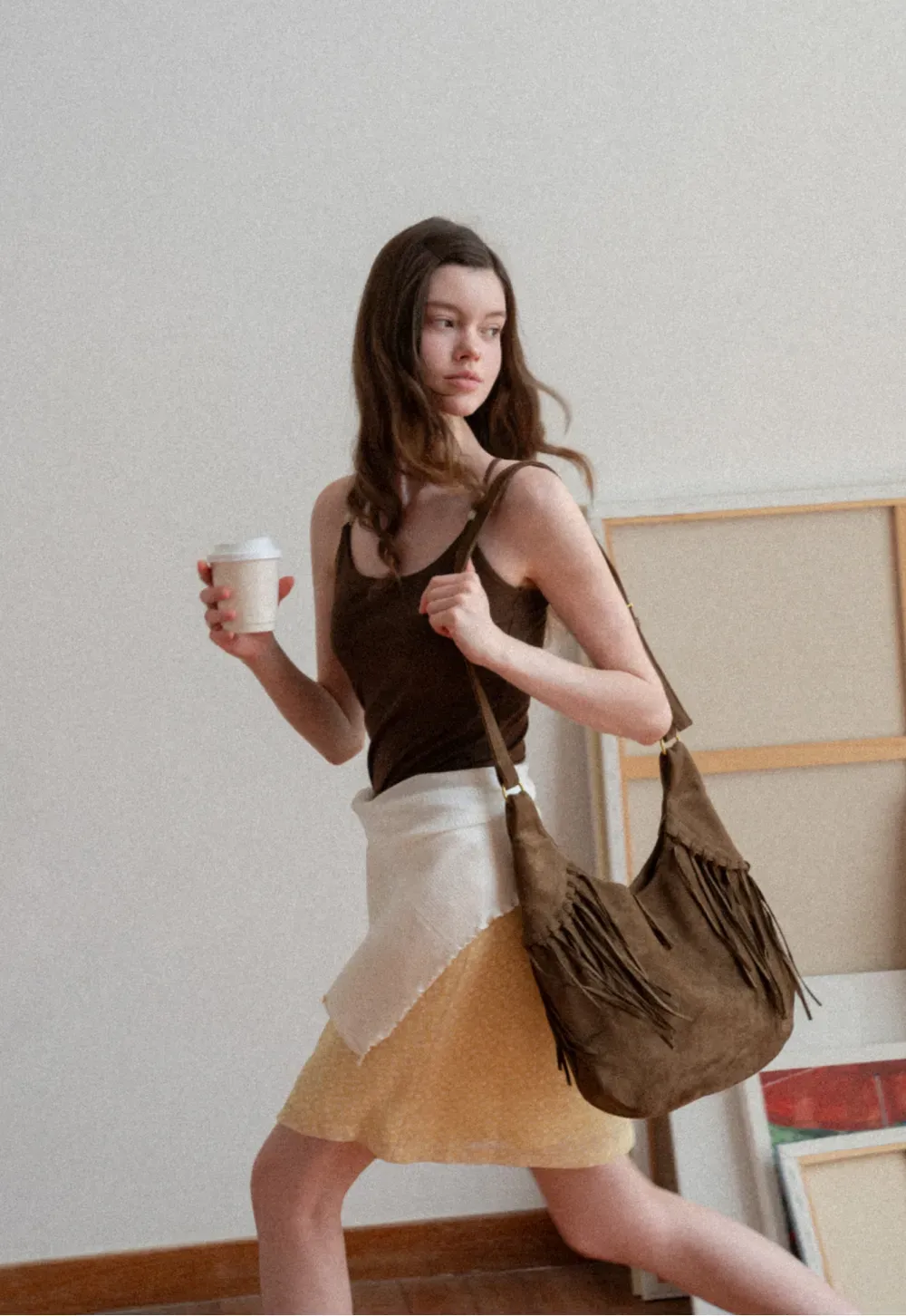 Thin Strap Tank Top with Beaded Shoulder Details