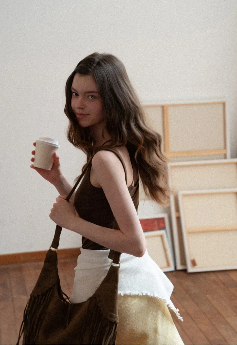 Thin Strap Tank Top with Beaded Shoulder Details