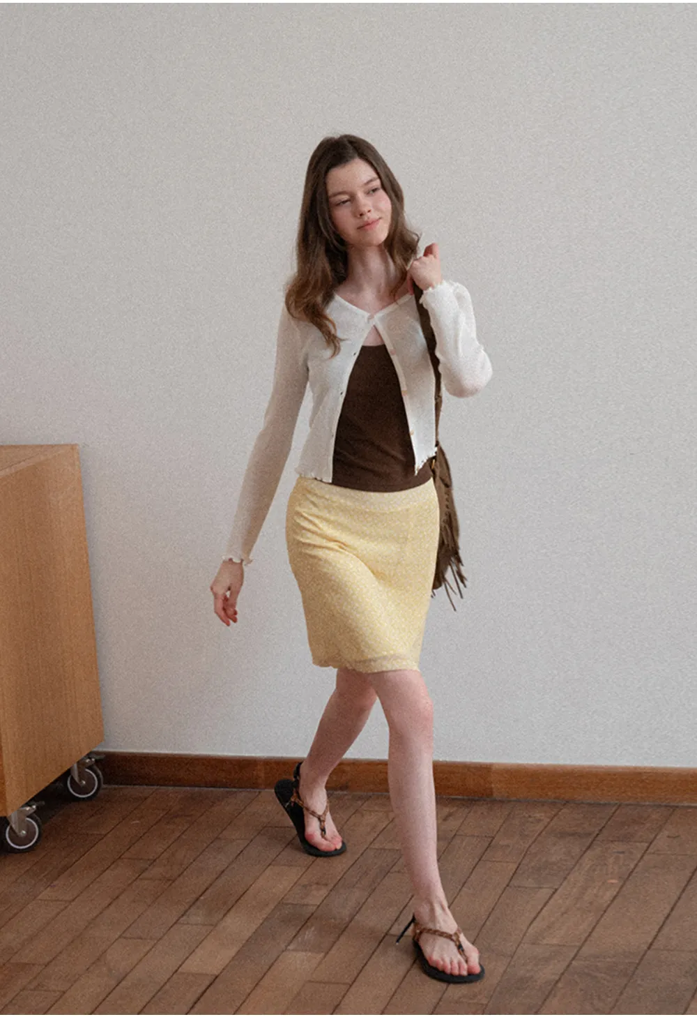 Thin Strap Tank Top with Beaded Shoulder Details