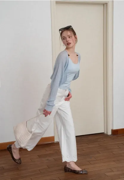 Thin Strap Tank Top with Beaded Shoulder Details