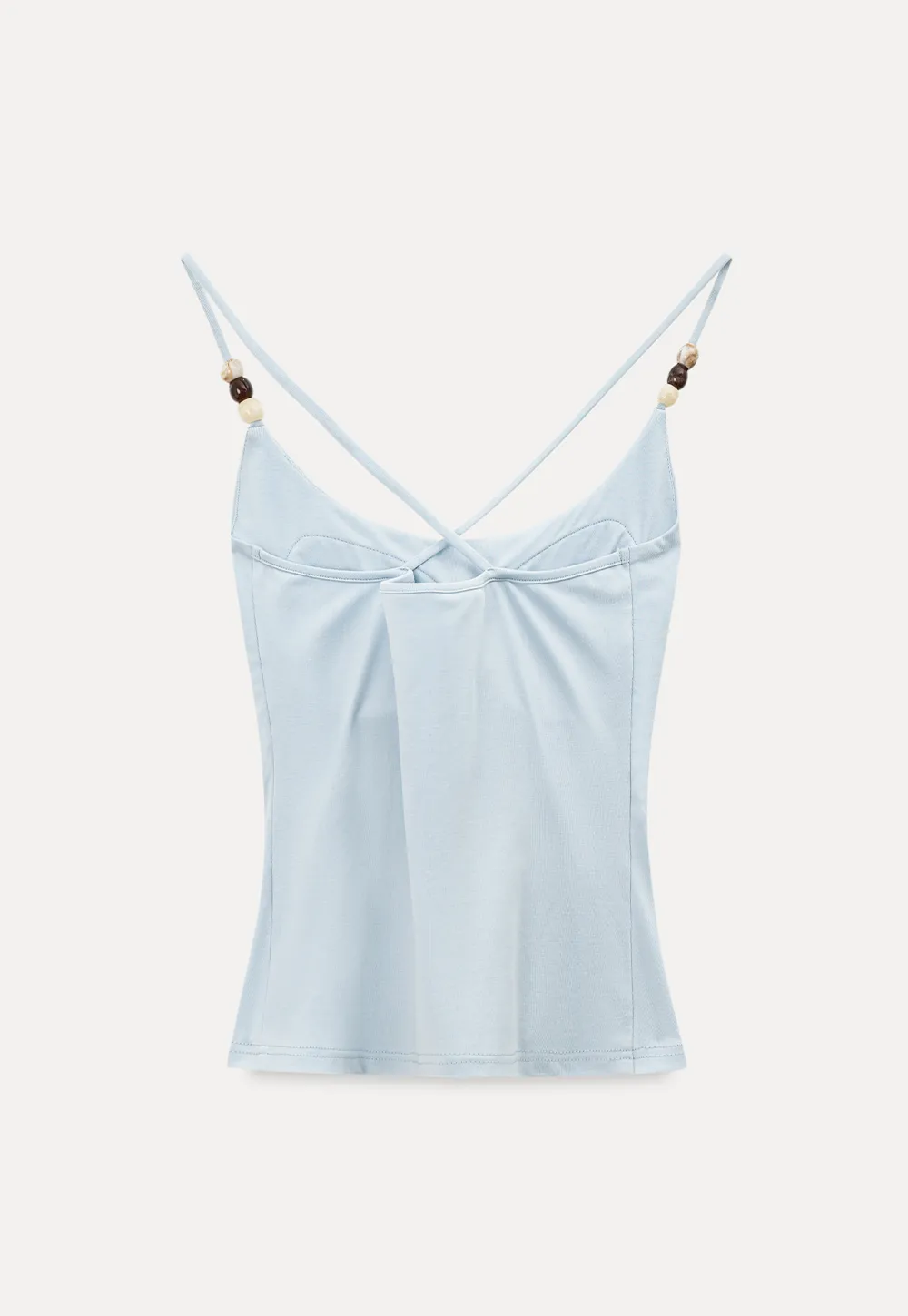 Thin Strap Tank Top with Beaded Shoulder Details