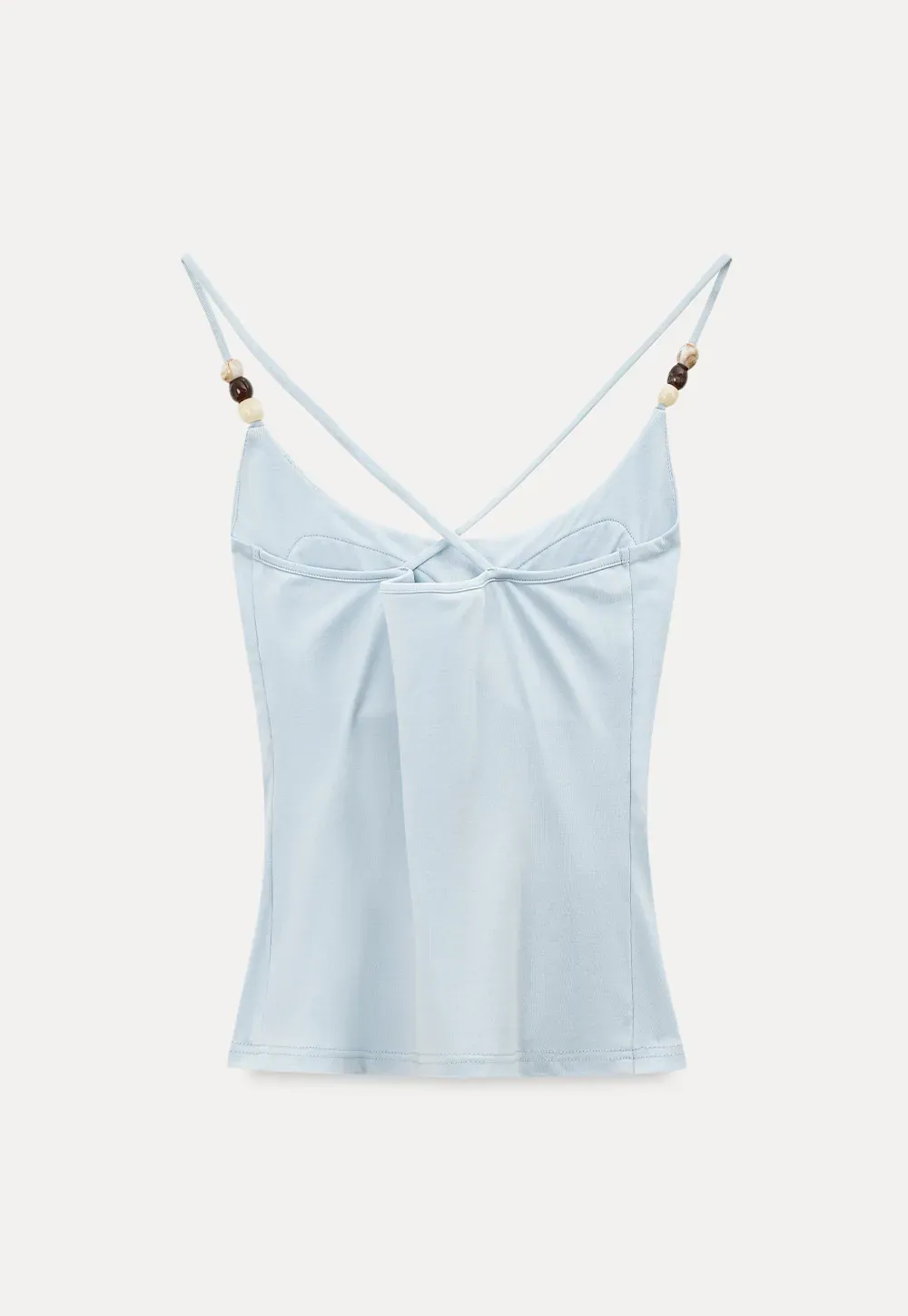 Thin Strap Tank Top with Beaded Shoulder Details