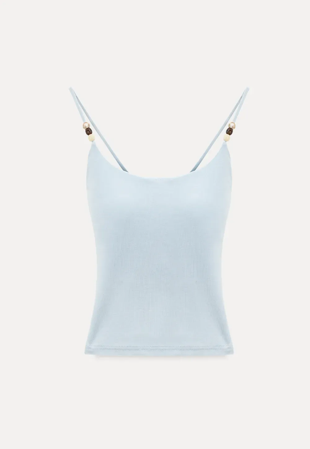 Thin Strap Tank Top with Beaded Shoulder Details