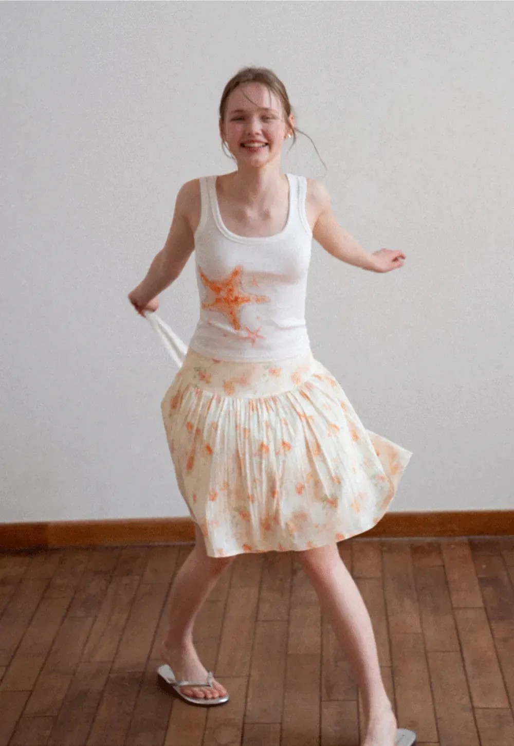 White tank top with starfish print design